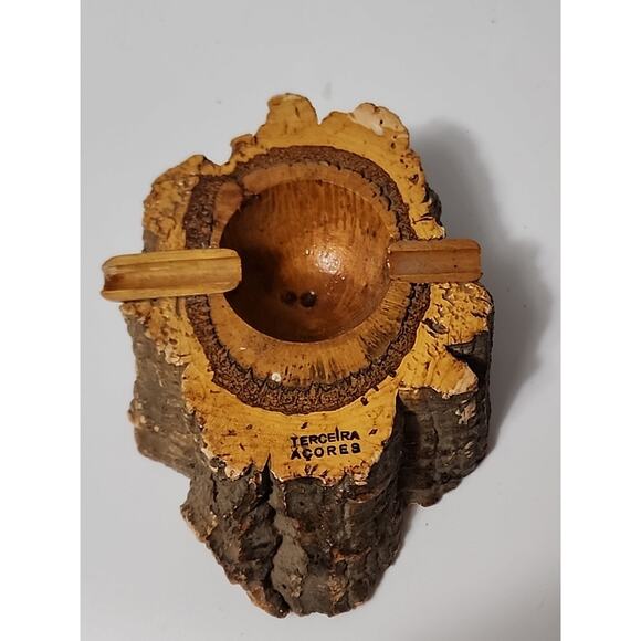 VTG Souvenir Ash Tray Tercera Acoures Mexico Burl Wood - Picture 1 of 7